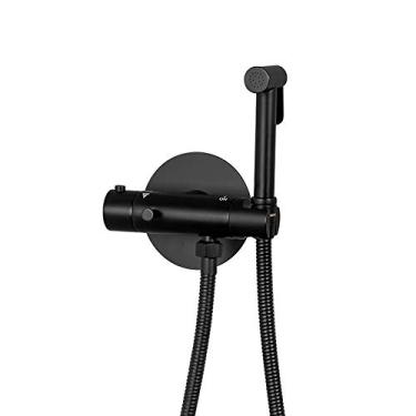 Imagem de NESHO Pulverizador de bidê portátil termostático para vaso sanitário, conjunto de pulverizador de fraldas de pano de banheiro preto kit de pulverizador de bidê de latão com mangueira de chuveiro de aço inoxidável para higiene pessoal