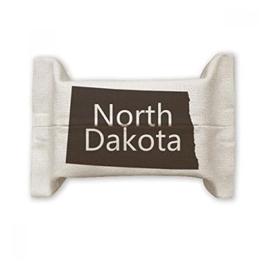 Imagem de Bolsa de linho de algodão com contorno do mapa dos EUA da Dakota do Norte dos EUA