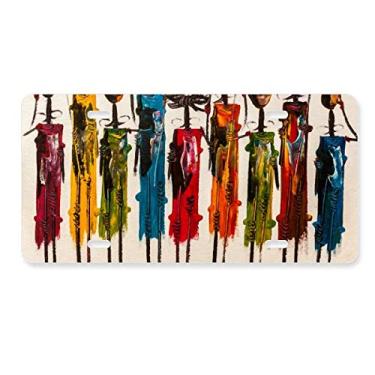 Imagem de DIYthinker Abstract Art – Placa de licença de guerreiro negro africano, acessório de aço inoxidável