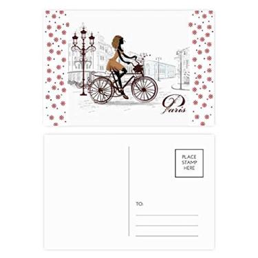 Imagem de Bicycle Lady France Ilustration Pattern Christmas Christmas Flower Celebration Cartão Postal Blessing Mailing Card