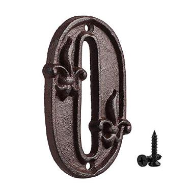 Imagem de Placa de porta de ferro fundido com número de placa flutuante 3D de 12,7 cm, placa borboleta de 0 a 9 para endereço residencial ao ar livre, bronze envelhecido digital com parafusos de combinação marrom rústico incluídos, antiferrugem exclusivo