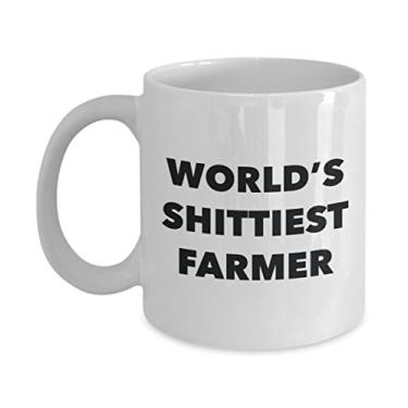 Imagem de Caneca de café de fazenda – World's Shittiest Farmer – Presentes para fazendeiro – Ideia divertida de – Pode adicionar ao conjunto de caixa de presente