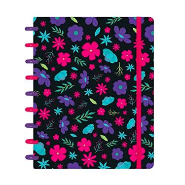Imagem de Caderno Disco ISCOOL Inteligente M Flores Pink Roxo Preto