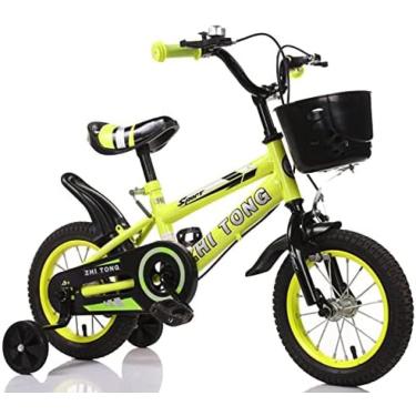 Imagem de Bicicleta Infantil Freestyle Menino Menina Bicicleta Infantil 3 Cores, 12", 14", 16", 18" Com Estabilizadores E Suporte Bicicleta,Amarelo,12in,HaoAMZ