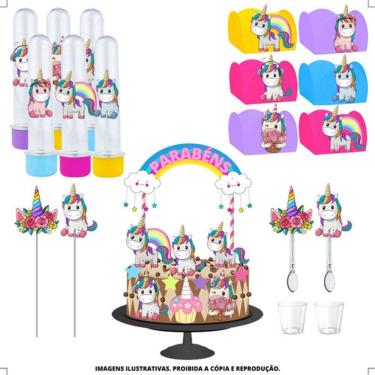 Imagem de Kit Festa #kf Unicórnio Forminha Tubete Topper