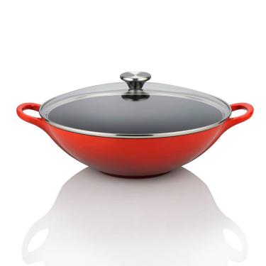 Imagem de Wok Signature Tampa de Vidro 32 cm Vermelho Le Creuset