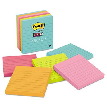 Imagem de Post-it Super Sticky Notes, 4" x 4", Miami, Forrado, Pacote com 6 Almofadas