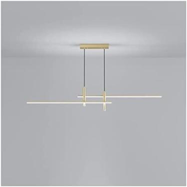 Imagem de Refletores Criativos Lustre De LED Pendente Linear Ajustável Para Jantar Cozinha Ilha Sala De Estar Decoração De Hotel Lâmpada De Suspensão,Ouro,Luz Quente,incomparable123