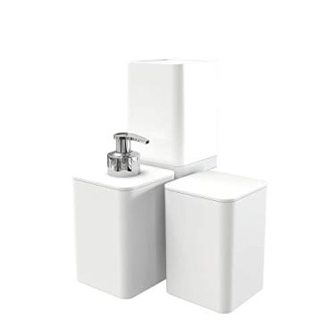 Imagem de Kit Banheiro, Dispenser, Porta Escova de Dentes e Porta Algodão, Smile, Stolf Branco