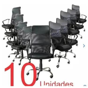 Imagem de Kit Com 10 Cadeiras Presidente Em Tela Mesh Pel-8009 Preta - Pelegrin