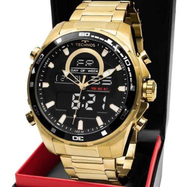 Imagem de Relógio Technos Masculino Dourado Anadigi Bjk626ab/1D