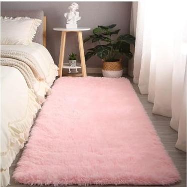 Imagem de Tapete Passadeira Sala Quarto Felpudo 2,00x0,55 Peludo Corredor + Macio Luxuosa (1-ROSA BEBE)