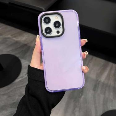 Imagem de Capa de telefone de cor fluorescente para iPhone 11 Pro Max 12 13 14 Pro Max 14 Plus Candy Color transparente à prova de choque capa traseira de silicone macio, roxa, para iPhone 12