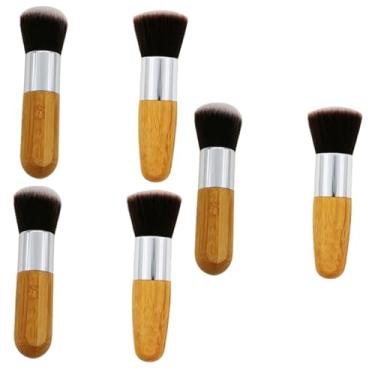 Imagem de Mipcase 6 Peças kit de pinceis pincéis de maquiagens Escova portátil pincéis maquiagem Acabamento de maquiagem natural cabelo curto pincel de pó Pincel para base pincel de maquiagem Bambu