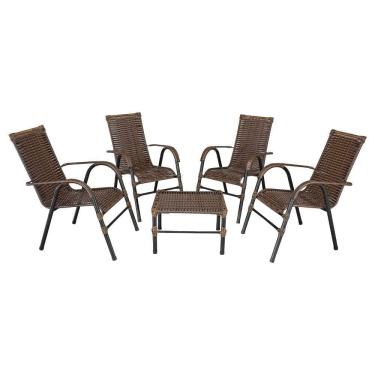 Imagem de Conjunto de Mesa de Centro e 4 Cadeiras Bela para Área Externa