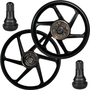 Imagem de Par de rodas de alumínio liga leve freio a tambor Pop100 Pop110 2007 em diante com rolamentos e bico