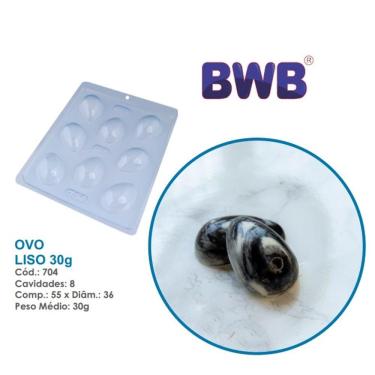 Imagem de Forma de ovo de pascoa liso 30g bwb simples 704 Tradicional Chocolate