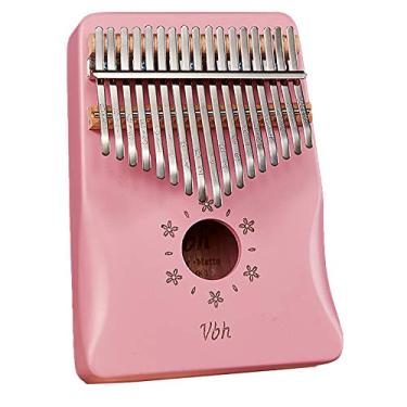 Imagem de Kalimba Piano de polegar de 17 teclas, com martelo de afinação, piano de dedo de madeira de mogno portátil, instrumento de piano infantil (18 cm x 13 cm) rosa A