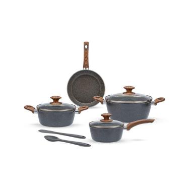 Imagem de Jogo de Panelas Indução 6 Pçs Pro-Ceramic Premium Marble Wood Brinox