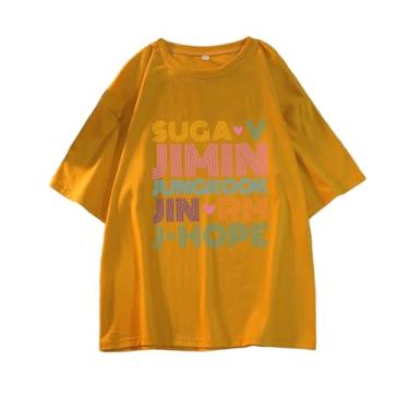Imagem de Camiseta solta de algodão Suga vs Jimin Jungkook Jin RM J-Hope Merch para fãs de K-Pop, Amarelo, P
