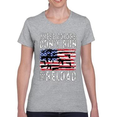 Imagem de Camiseta feminina These Colors Don't Run They Reload 2nd Amendment 2A Second Right American Flag Don't Tread on Me, Cinza, XXG