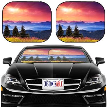 Imagem de MSD Para-sol para carro Para-brisa Para-brisa Ajuste Universal Pacote com 2, Bloquear o Brilho Solar, UV e Calor, Proteja o Interior do Carro, ID da imagem: 29857302 Fantástica Paisagem Montanha Manhã