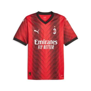 Imagem de PUMA Camiseta masculina AC Milan Home 23/24, Vermelho/preto, G