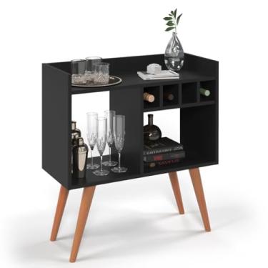 Imagem de Aparador Buffet Barzinho Cantinho do Café Rubi Com Adega Pés Palito Escritório Hall de Entrada (Preto)