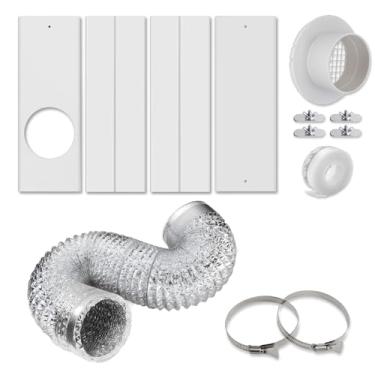 Imagem de Kit de janela de ventilação seca de 13 peças para mangueira de ventilação de secador com 10 cm de diâmetro, painéis de ventilação de secadora de janela ajustáveis com painéis de comprimento ajustável