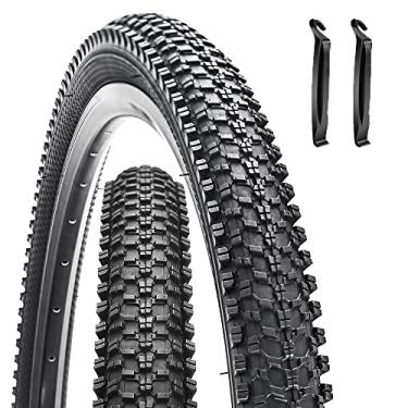 Imagem de Pacote com 2 pneus de bicicleta dobráveis de 66 x 4 cm com alavancas de pneu pneu de bicicleta dobrável com fio de contas para mountain bike (26 x 1,95)