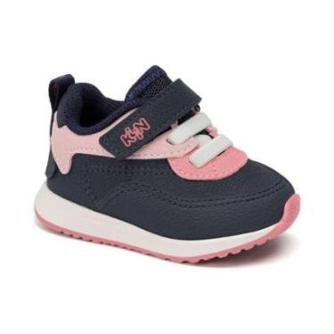 Imagem de Tênis Infantil Menina Klin Walk Baby Marinho e Rosa 453.108-Feminino