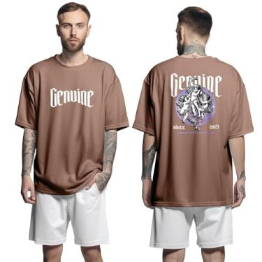 Imagem de Camisa Camiseta Oversized Streetwar Genuine Grit Masculina Larga 100% Algodão 30.1 Angels - Marrom - P