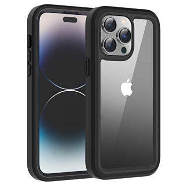 Imagem de WXR Compatível com capa para iPhone 14 Pro Max de 6,7 polegadas, moldura interna de TPU transparente rígida e amortecedor de silicone macio, [proteção de grau militar] capa resistente para iPhone 14 Pro Max (preta)