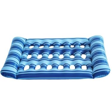Imagem de Cama de dormir inflável em pvc, espreguiçadeira flutuante, colchão de ar dobrável para piscina, para festa na piscina (Azul escuro)