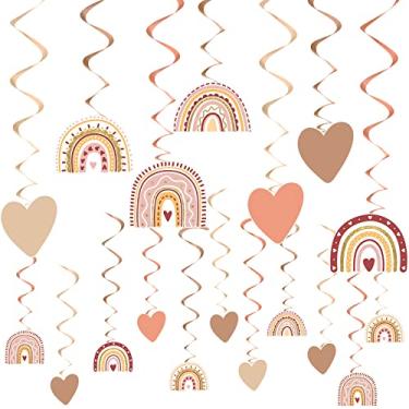 Imagem de 42 peças de decorações de festa boho arco-íris decorações de festa de aniversário boho decoração de sala de aula parede serpentinas luz do sol decoração de chá de bebê Natal casa escola pendurar no