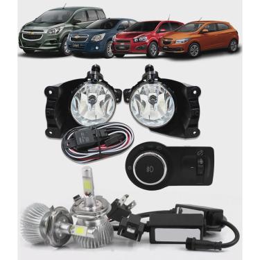 Imagem de Kit Farol de Milha Neblina Chevrolet Cobalt Spin Novo Prisma Onix lt / ltz 2013 á 2015 + Kit Lâmpada Super LED 6000K