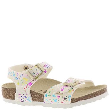 Imagem de Birkenstock Rio infantil para meninas (Bebê/Criança pequena/Criança grande), Confetes de microfibra branca, 2-2.5 Narrow Little Kid