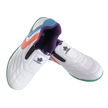 Imagem de Sapatilha de artes marciais, sapatos de boxe respirável antiderrapante Kung Fu Taichi para homens e mulheres, para crianças unissex Taekwondo Karate sapatos de artes marciais(White,27.5cm)