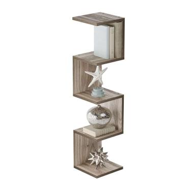 Imagem de Prateleira de Canto Lyra 4 Nichos Decorativos Freijó para Sala Quarto Livros