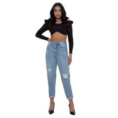 Imagem de Calça Jeans Feminina Boyfriend Cintura Alta Clara-Feminino