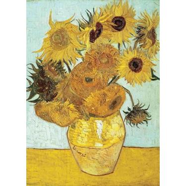 Imagem de Quebra-cabeça 1000 Peças Van Gogh Girassóis| Still Life: Vase with Twelve Sunflowers | Papel Cartão Premium com Pôster em Tamanho Real | Adulto Infantil | Arte Impressionista | 70X50 cm (Montado)