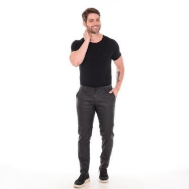 Imagem de Calça Masculina Slim Sarja Resinada Couro Fake-Masculino
