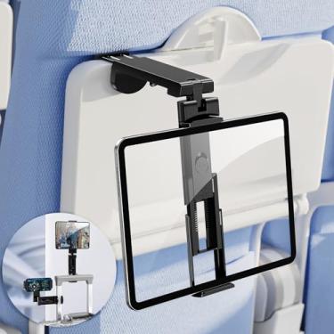 Imagem de OGRANEE Suporte de tablet de avião, acessórios de viagem essenciais de voo longo para iPad, suporte dobrável para tablet para encosto de assento de avião, melhores presentes para mulheres viajantes,