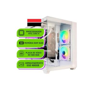 Imagem de PC Gamer Alligator Shop Intel Core i7 3770, Radeon RX 580 8GB, Memoria 16GB DDR3, SSD 480GB, Branco White