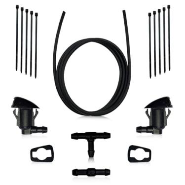 Imagem de Naviurway Kit de jato de spray para lavadora de para-brisa com conector de mangueira de fluido compatível com Jeep Grand Cherokee Chevrolet Malibu Pontiac G6 Saturn Aura peças de reposição OEM # 55079049AA (7 em 1)