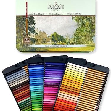 Imagem de SCHPIRERR FARBEN - Lápis de cor premium, lápis de colorir à base de óleo, conjunto de lápis de cor de núcleo macio para adultos e crianças, lápis de cor não tóxico para colorir, esboçar e rabiscar, 96