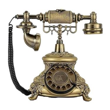 Imagem de Fancyes Telefone Vintage Telefone Antigo Bronze com Fio Estilo Europeu Clássico Retro Telefone Fixo para Bar Home Office