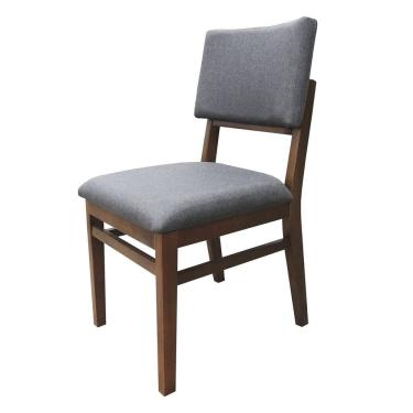 Imagem de Cadeira Paris em Madeira Maciça de Eucalipto Linho com Detalhe em X Marrom/Cinza Escuro