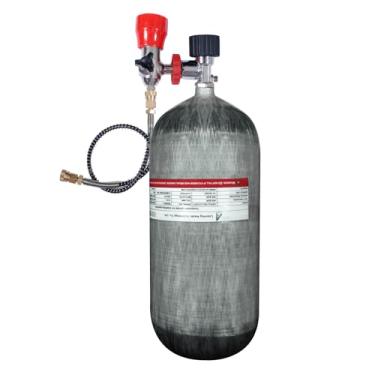 Imagem de TUXING Tanques PCP de 30 MPA para mergulho com cilindro de ar de fibra de carbono com válvula acoplada para mergulho autônomo Pcp (12L + HPA + enchimento)