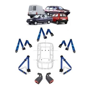 Imagem de Kit cinto de segurança COMPLETO para FIAT ELBA + fechos - HCML, Azul